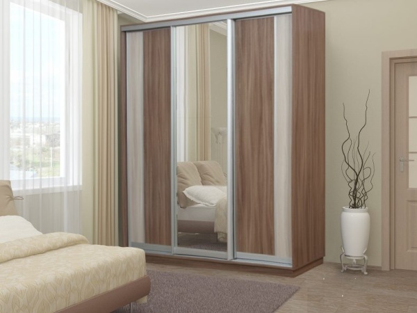 Шкаф-Купе 3-х Створчатый Тиффани Рамир Зеркальный К-001 Ш-1800/2100/2200 мм/Разные Цвета и Размеры