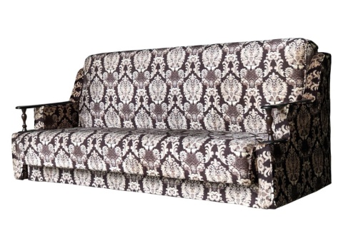 Диван прямой №2 с деревянными подлокотниками