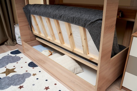 Двухъярусная кровать с диван-кроватью темно-серый / дуб сонома